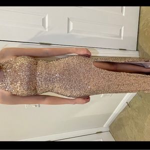 Floor length sequin formal gown for prom, black tie, formal attire.